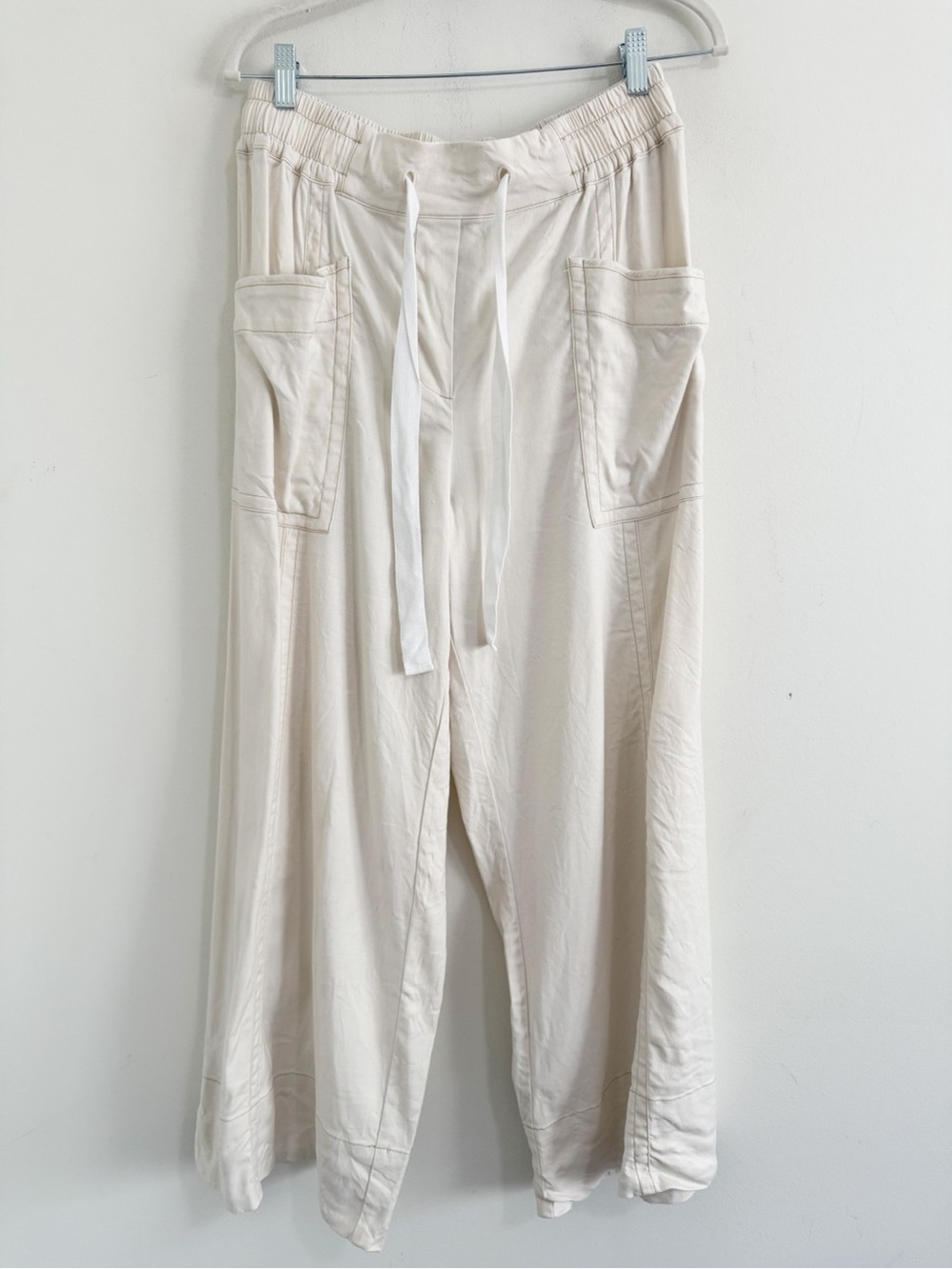 Maeve Anthropologie Cream Wide Leg Utility Pants Medium